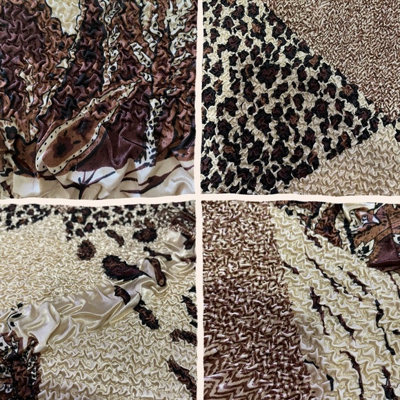 Vintage popcorn shirt (AKA bubble shirt) in patchwork mixed animal / paisley pri - Picture 4 of 4